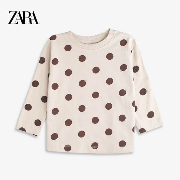 Zara Long Sleeve Brown Polka Dot Shirt Size 12-18 Months - Picture 2 of 8